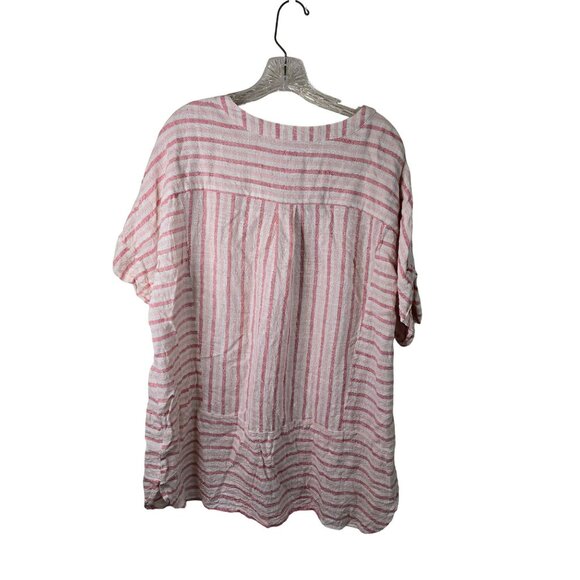 Woman Within Pink & White Striped Top With Pocket Size 22/24W - Picture 3 of 3